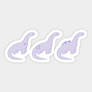 Lavender Heart Dinosaurs (White Background) Sticker